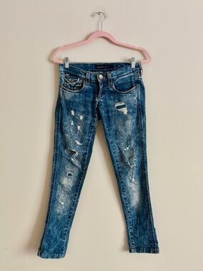 Miss Sixty Low Rise Skinny Jeans Size 25 Distressed Y2K Grunge Punk Denim